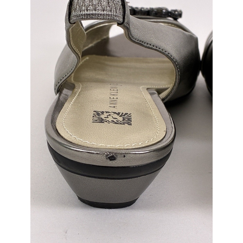 Anne Klein Aklovesome Pewter Metallic Sling Back Shoes iflex Size 7M Comfort - Picture 13 of 15